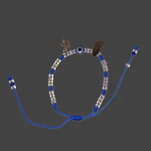 Yemaya Bracelet with Sea Star and Evil Eye Protection Blue Beaded Adjustable Pulsera para Protección