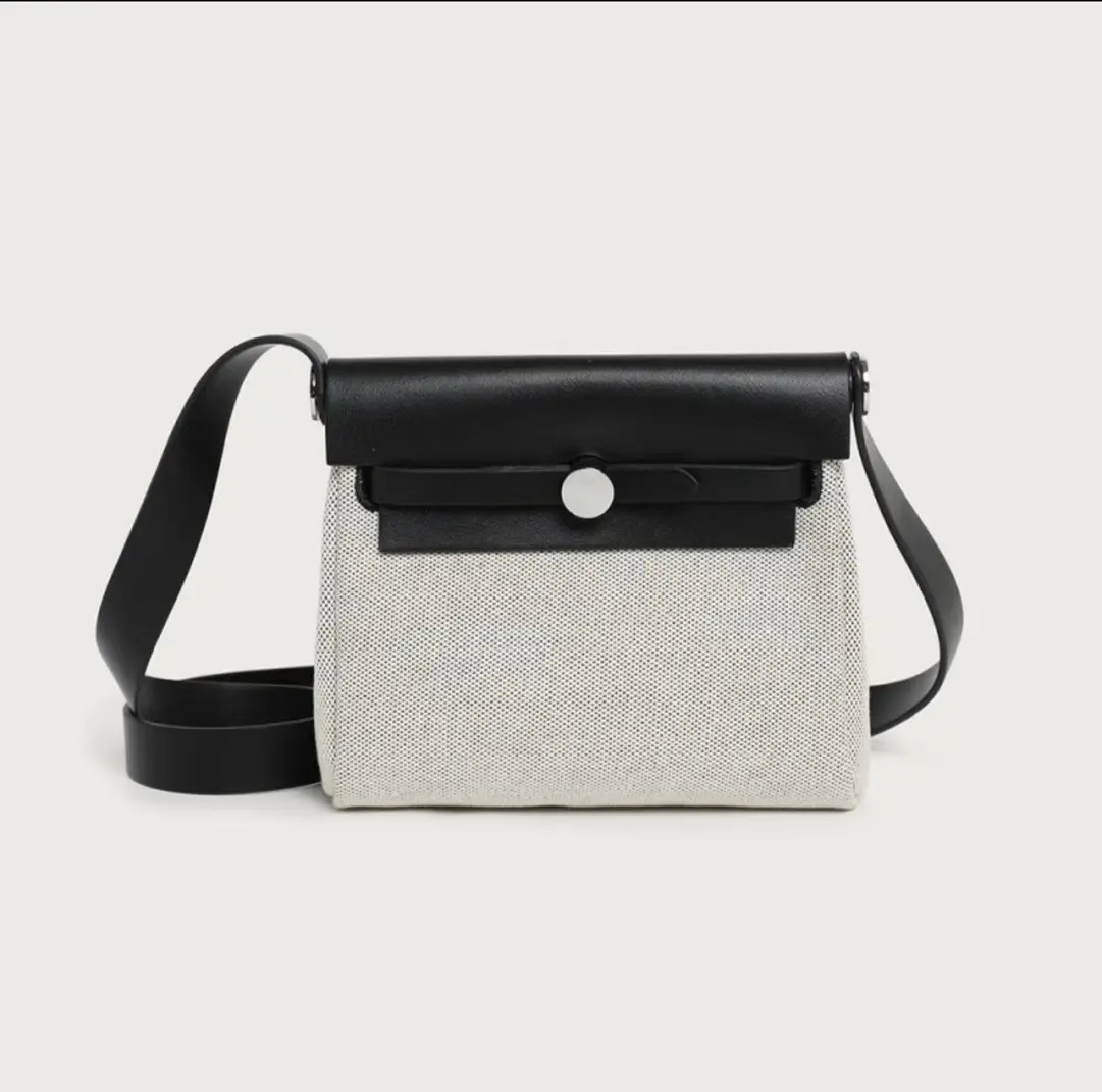 Pre-owned HERMÈS Mini Herbag Panda Colorblock Canvas with Silver Hardware, Stamp K 2602119