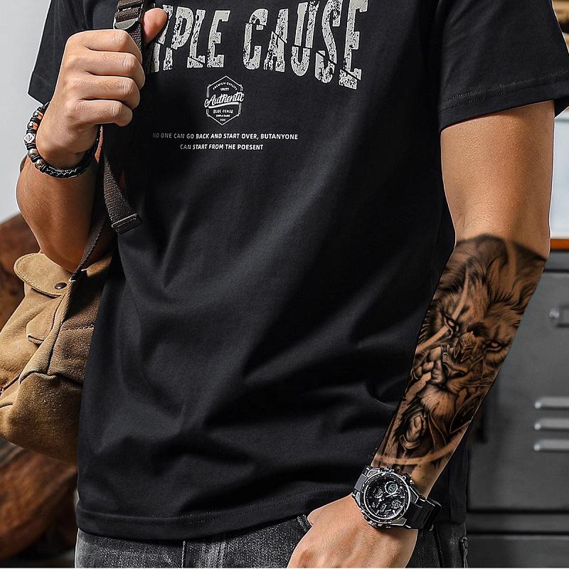 76 Sheets Large-Size Black TemporaryTattoos Stickers,Forearm DesignsFeaturing Tribal Wolf, Tiger, Lion, Owl,Skeleton Skull, Temp Halloween FakeTattoo Stickers, Rose, and Animals Sensitive