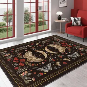 Fashionable Retro Square Printed Velvet Carpet - Ideal Gift, Versatile for Home & Commercial Use, Multiple Sizes, Machine - Washable, Soft & Non - Shedding