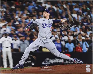 Blake Snell Los Angeles Dodgers Autographed 2025 MLB World Series Champions 16" x 20" Photograph with "25 WS Champ" Inscription - Fanatics Authentic Certified