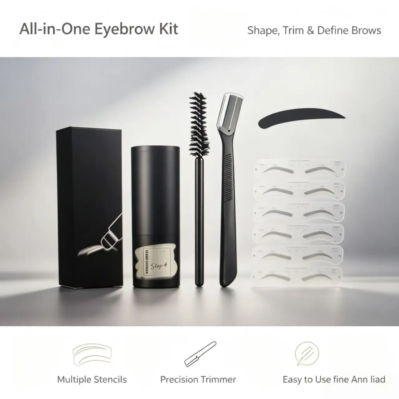 1-Step Eyebrow Stamp Shaping Kit - Waterproof Stereo Brow Setting Powder, Reusable Brow Stencils, Quick-Makeup Natural Hairline Shadow Powder for Beauty Enthusiasts,refy,brows,hour,,summer,music,festival makeup,clear,,hair-like,colo,Precision,Micro,Pencil