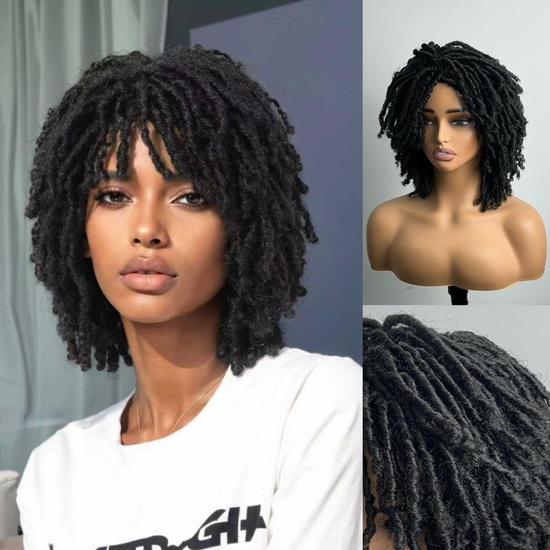Ourwigs Dreadlock Wig Short Twist Wigs for Women and Men Afro Curly Synthetic Wig Faux Locs Braided Crochet Hair Wig New Year Gifts Wig for Daily Life