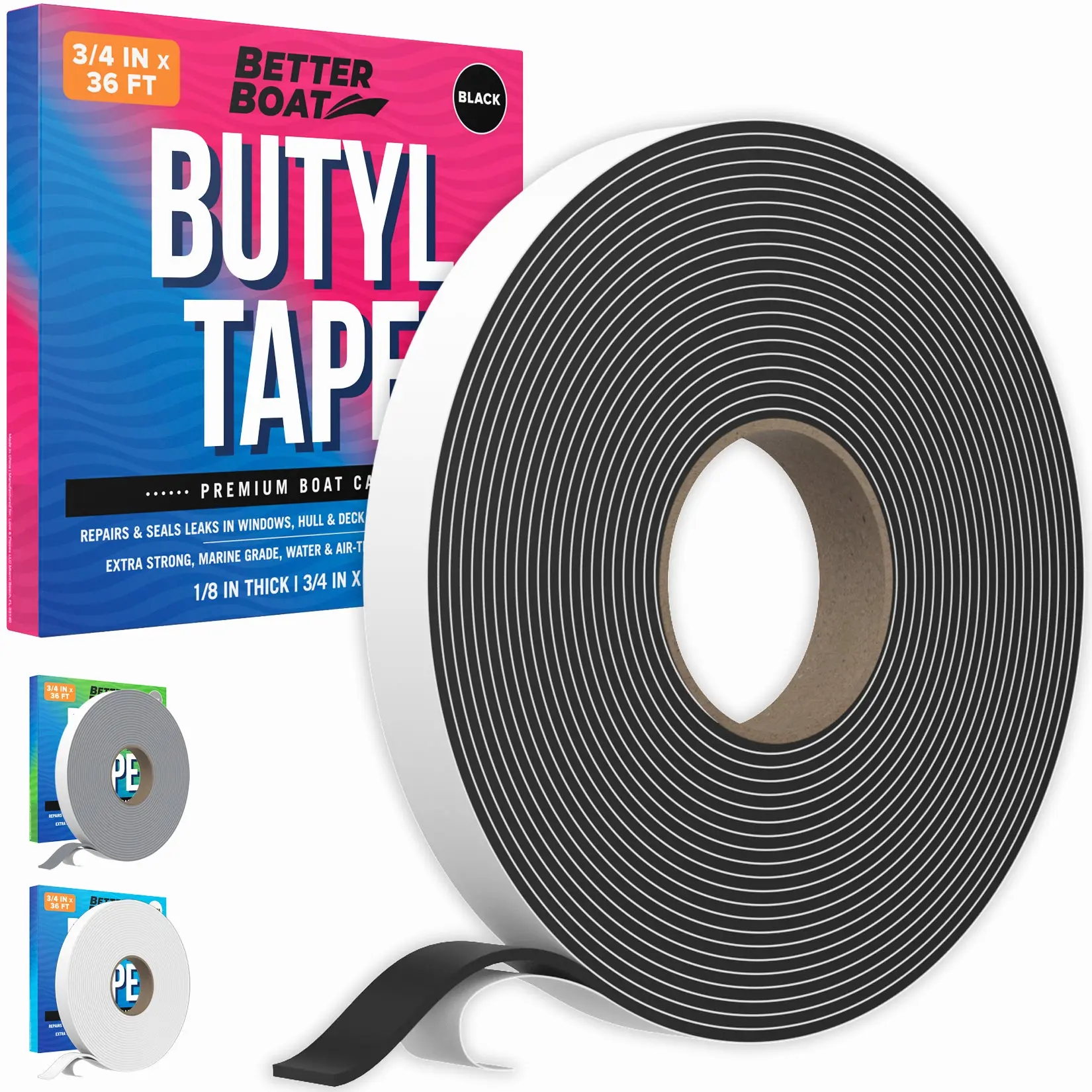 Butyl Tape RV and Marine Boat Windows and Sealing Black Double Sided Putty Tape RV Window Seal Kit Butyl Sealant Tape Outdoor Waterproof Caulking Tape 1/8 x 3/4 x 36 FT Black