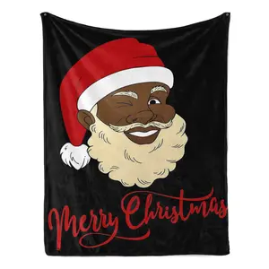Christmas Throw Blanket Funny African American Santa Claus Blanket Soft 40"x50"Santa Claus Blanket Gift Blanket Party Decoration
