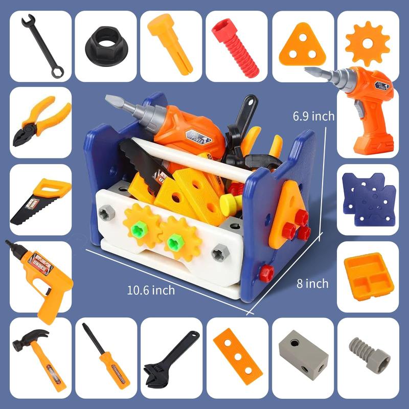 Kids Tool Set - Toddler Tool Kit with Drill, Includes Construction Toys for Boys & Girls Ages 3-6, Ideal for Christmas and Birthday Gifts