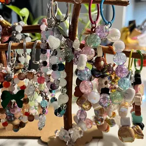 Handmade acrylic and glass bead keychains