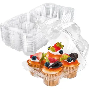 4 Compartment Cupcake Containers 20 Pack Cupcake Holder with Connected Airtight Lid, BPA Free Standard Size Cupcake Boxes for 80 Cupcakes Muffins