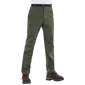 Men's Snow Ski Hiking Pants Waterproof Winter Fleece Lined Pants Camping Skiing Ice Fishing Pants with Belt