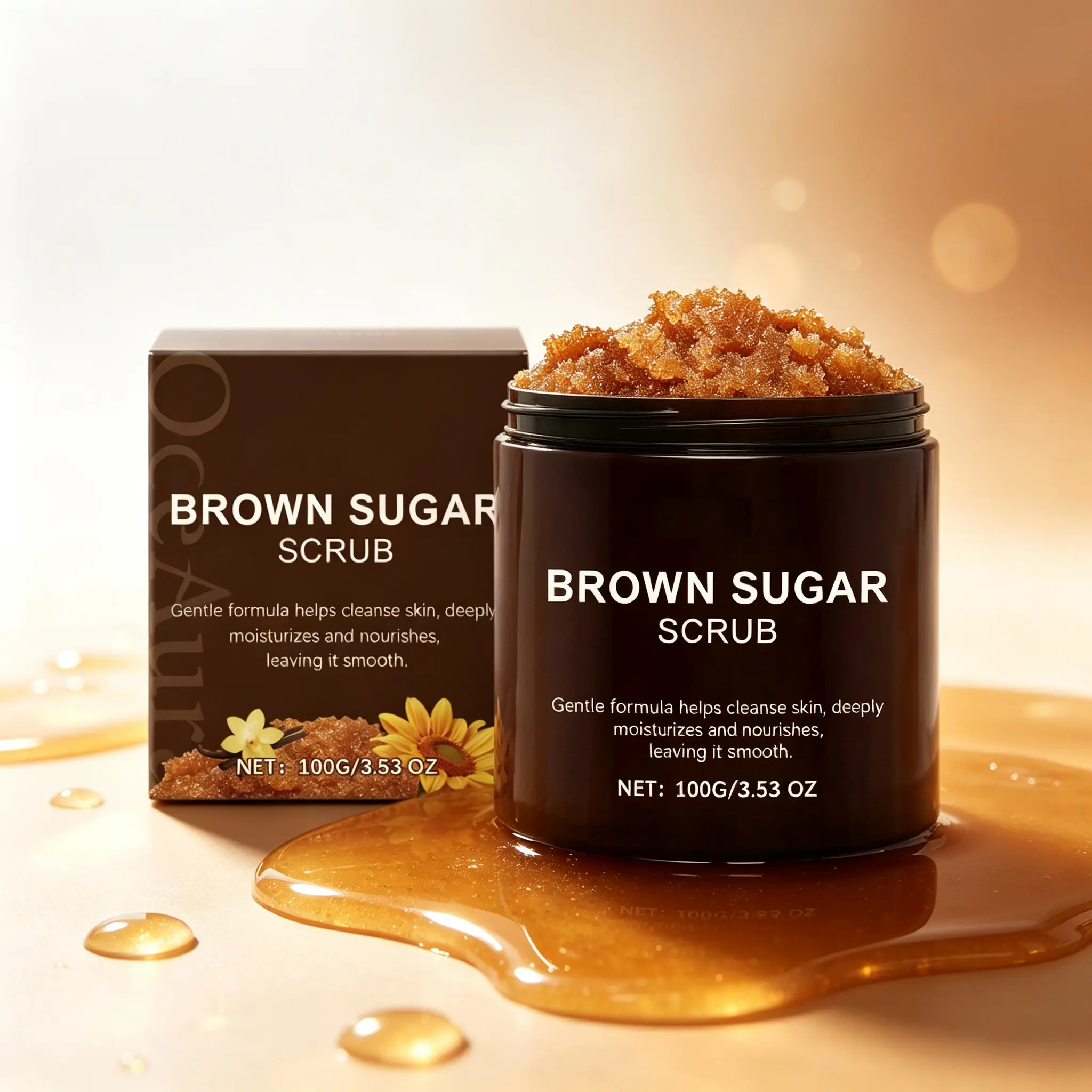 Smoothing Brown Sugar Body Scrub, a Gentle Exfoliating Polish to Nourish and Moisturize Dry, Rough Skin, 100g, Moisturizer, Body Care
