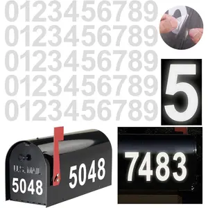 Reflective Mailbox Numbers Sticker Decal  Cut Classic Style Vinyl  Number Self Adhesive 5 Sets (4" x 5 set) for Signs, Door, , , Home, Business, Address Number (4inch, 5 sets)