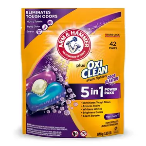 ARM & HAMMER Plus OxiClean Odor Blasters 5-in-1 Laundry Detergent Power Paks, Fresh Burst, 42 Ct