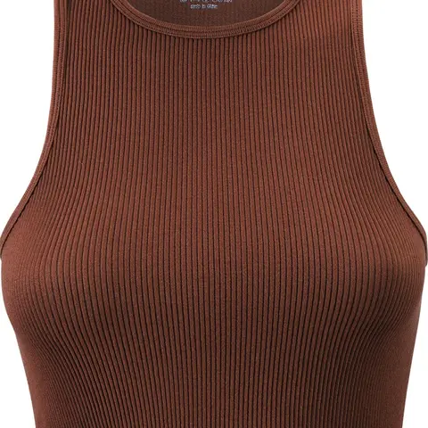 Women's Solid Ribbed Crop Sports Tank Top, Casual Sleeveless Round Neck Top for Summer, Ladies Sportswear for Indoor Outdoor Wear, Womenswear, Muscle Tank Top, Athletic Tank Top, Active Tank Top, Activewear Tank Top, Cropped Top