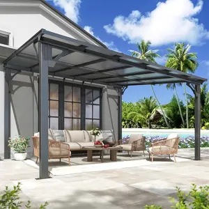 10x12 Wall Mounted Gazebo Lean-To Patio Pergola Outdoor Shelter