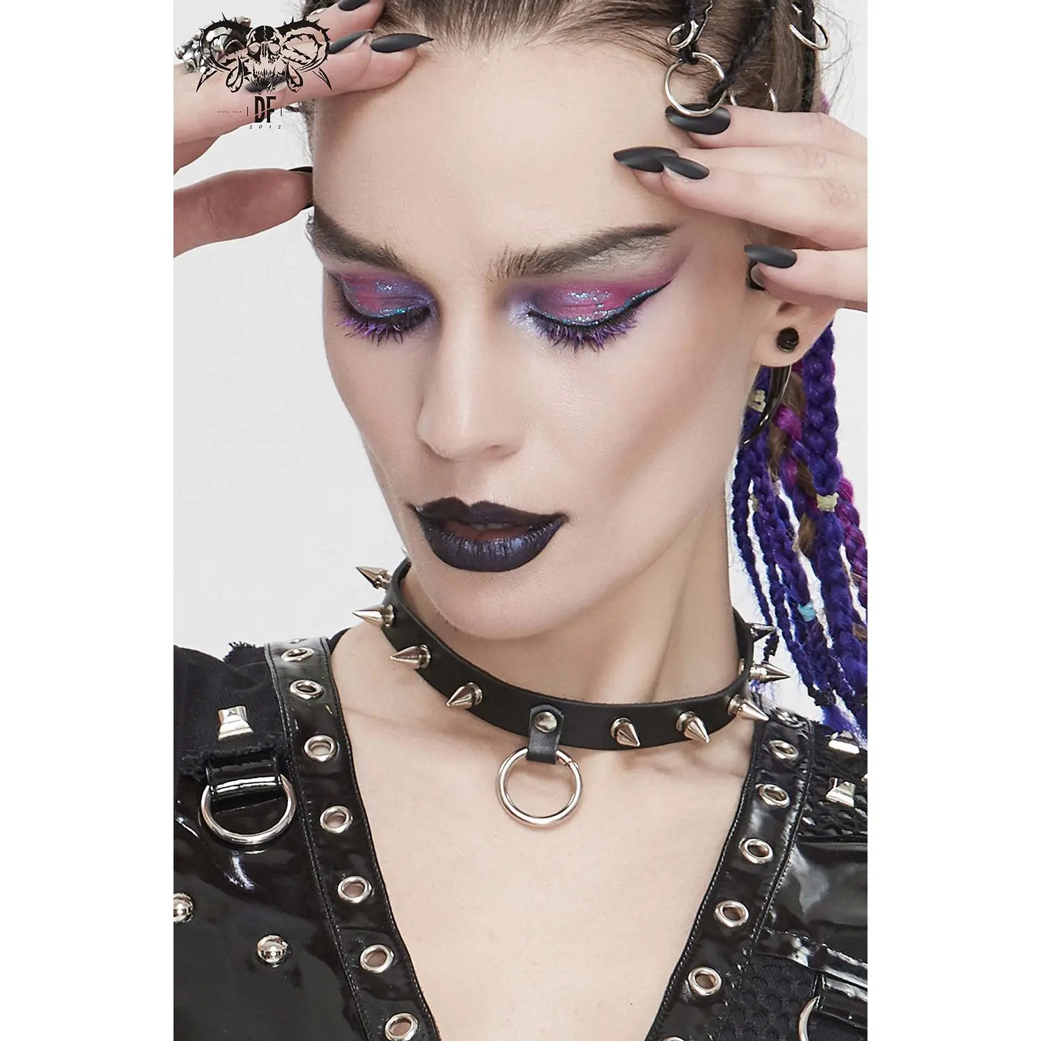 Rivet Spiked O-Ring Choker