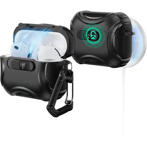 for AirPods Pro 3/4 Case (2025), Compatible with Airpods Pro 3rd Generation Case (USB-C Cable), Effortless MagSafe, Drop-Proof Lock, Easy Open, Cyber Series, Black