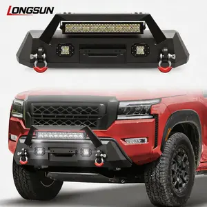 Longsun Front Bumper Compatible with Nissan Frontier 2022-2024  Classic, with Winch Plate, LED Lights and D-rings