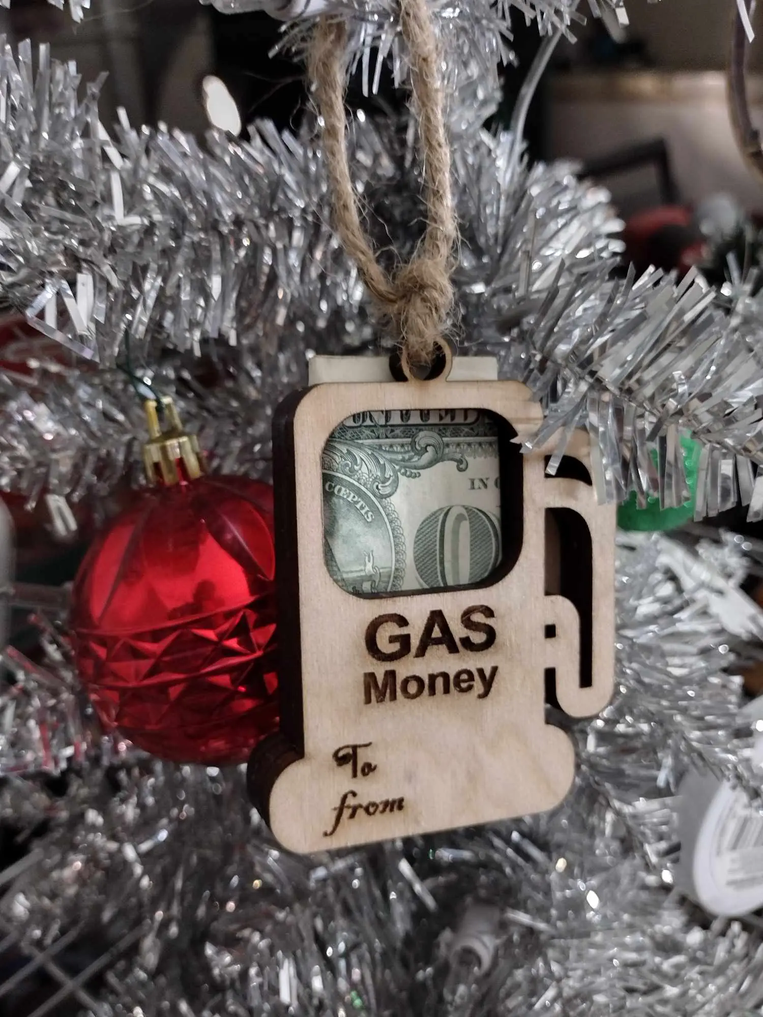 Christmas gas money, wooden ornament Decoration