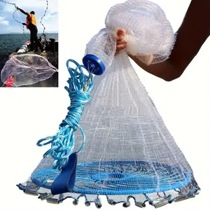 American Style Fishing Net Heavy Weight Bait Trap for Sea & Freshwater Fishing Ideal Christmas Gift Outdoor Adventure - Blue