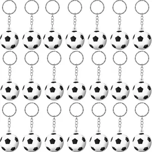 30 Pack Soccer Keychains Rugby Stress Ball Sports Ball Keychains for Boys School Carnival Reward, Football Bag Gift Fillers(Soccer)