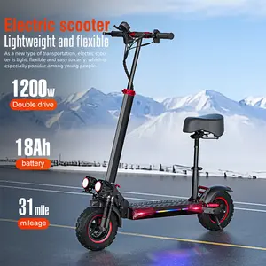 Max G3 100 Electric Scooter 1200W Foldable for Adults 34MPH 48V18Ah 31Mile Range 11" Off-Road Tires LED Lights Black Adjustable Handlebar 5-inch Solid Stant Dual-Motor Portable Suspension