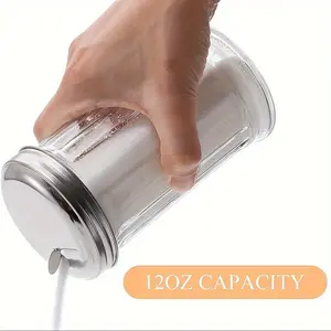 2 Pack Retro Glass Sugar Dispenser with Stainless Steel Pour-Flap Lid - Thick Shaker Suitable for Sugar, Spices, Parmesan Cheese, Dining Table, Restaurants