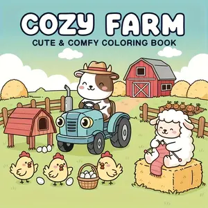 Cute Coloring Book for Kids and Adults, Farm and Animal Themes, Simple Lines, Relaxing and Fun, Perfect for Parent-Child Interaction