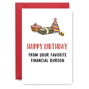 Funny Birthday Card, 1/3 Counts Financial Themed Illustration Birthday Greeting Card, Birthday Gift for Friends, Family and Coworkers