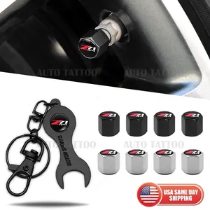 4pcs Hex Z71 4x4 Sport Car Tire Wheels Air Stem Dust Valve Cap Cover + Keychain