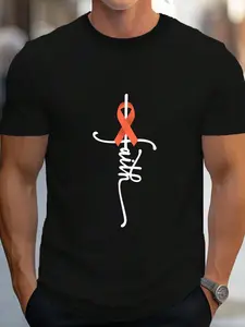 100% Cotton Endometrial Uterine Cancer Faith Uterine Cancer Awareness T-Shirt Women's Men's Graphic Tee Crew Neck summer vacation Tops