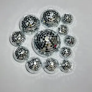 20 Disco Balls Set, 4 Sizes, Half Moon Shape, Silver Color Reflective Mirror Balls, Shiny Decoration for Living Room and Home Decor