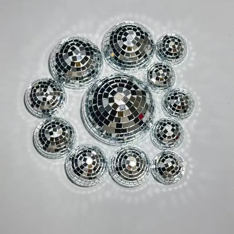 20 Disco Balls Set, 4 Sizes, Half Moon Shape, Silver Color Reflective Mirror Balls, Shiny Decoration for Living Room and Home Decor