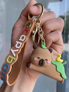 Cute Cartoon Capybara Keychain, Adorable Doll Pendant for Students, Perfect School Bag Accessory, Unique Creative Key Ring