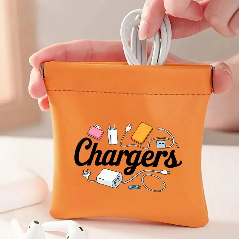Charger and Cable Storage Bag with Print - Handbag Storage Organizer for Data Cables/USB Drives/Power Banks and Mobile Phones, Suitable for Work, Travel, Easter, Mother's Day, and Birthday Gifts