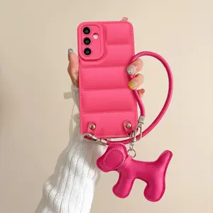 Cute Dog Soft Down Jacket Phone Case For Samsung A17 A07 A26 A36 A56 A54 A55 A06 A16 A05s A14 A15 A24 A25 A34 A35 5G Cover