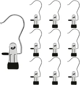 Heavy Duty Clothes Pins 20Pack Stainless Steel Boot Hangers for Closet Laundry Hook Clips Clamps Organizer Pants Hats Socks Towels Travel Handbag Legging
