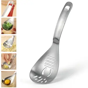 【2026 New Upgrade】5 in 1 Multifunction Cooking Spoon, Potato Masher, Egg Yolk Separator, Grater Plate, Bottle Opener & Slotted Spoon - 304 Stainless Steel,Durable Easy Clean Kitchen Tool for Mashing Veggies Avocados Beans，Kitchen Essentials