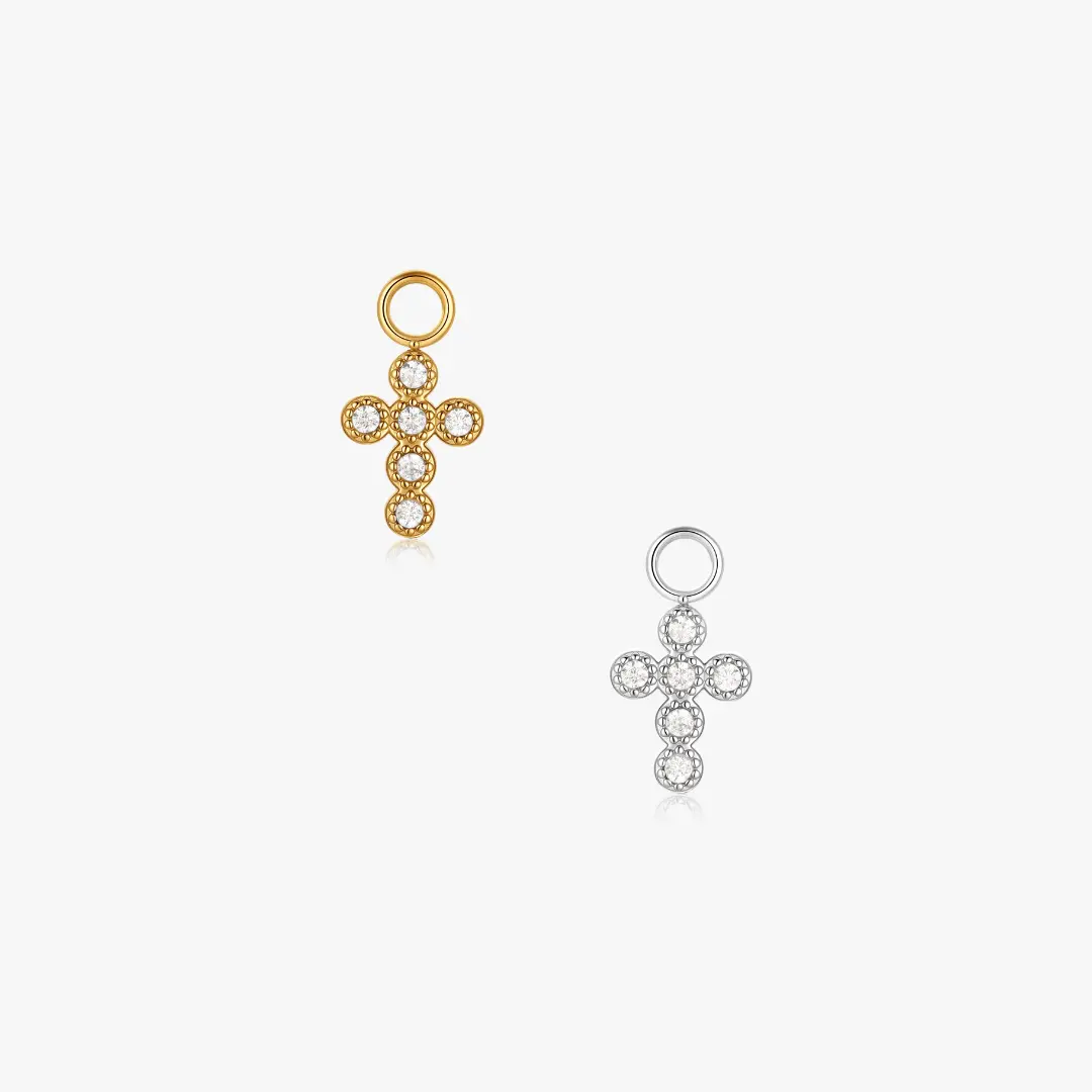 Pave Cross Hoop Charm (Single)