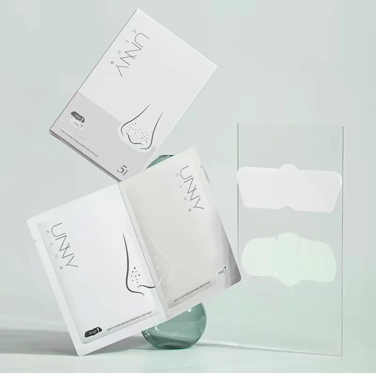 UNNY CLUB Blackhead Clear Nose Pack Set: 2-Step System for Deep Blackhead Extraction & Pore Repair with Witch Hazel & Centella Asiatica Extract for Gentle Oil Control Skin Care