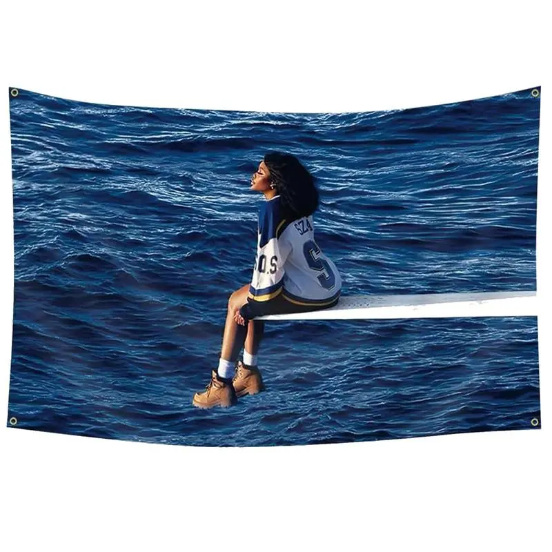 SOS Album Cover 3x5Ft Flag Funny Poster Tapestry for Wall Hanging College Dorm Men Cave  Decoration Banner with 4 Brass Grommets