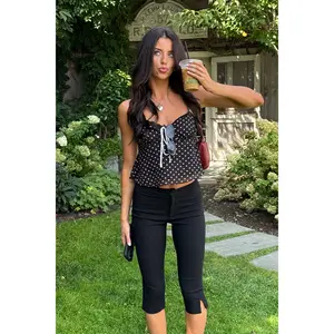 Contrast Polka Dot Cupped Chiffon Top