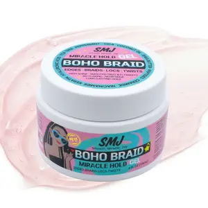 SMJ BOHO BRAID GEL - Miracle Hold  | Extreme Hold Styling Gel infused with K-Beauty Ingredients for Smooth, Defined Braids Locs & Edges I  No-Flake | Long Lasting | K Peach Scent ( 4 FL OZ )