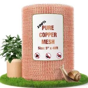 Copper Mesh Roll 5" x40FT - 100% Pure - Rustproof Rodent, Copper Wool Garden & Hole Filler Kit - Durable Fireproof Fabric Wire Mesh for Unwanted Guests