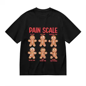 Women's Pain Scale Gingerbread Man Humor Christmas Shirt Funny Holiday Gift For Men Women, Perfect For Outdoor Activities & Casual Attire, All-Season Style