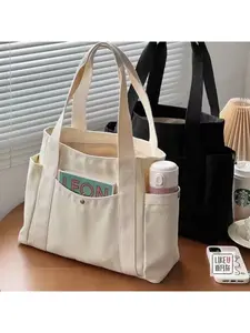 Large Capacity Tote Canvas Bag for Work and Going out Stylish Work Bag Good-looking Commuter's All-Matching Art Student Book One Shoulder Bag Bag Casual Trendy Bag Canvas Tote Bags