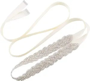 Wedding Sash Belt with Rhinestone Bridal Belt Handmade Bridesmaid Belts for Dress