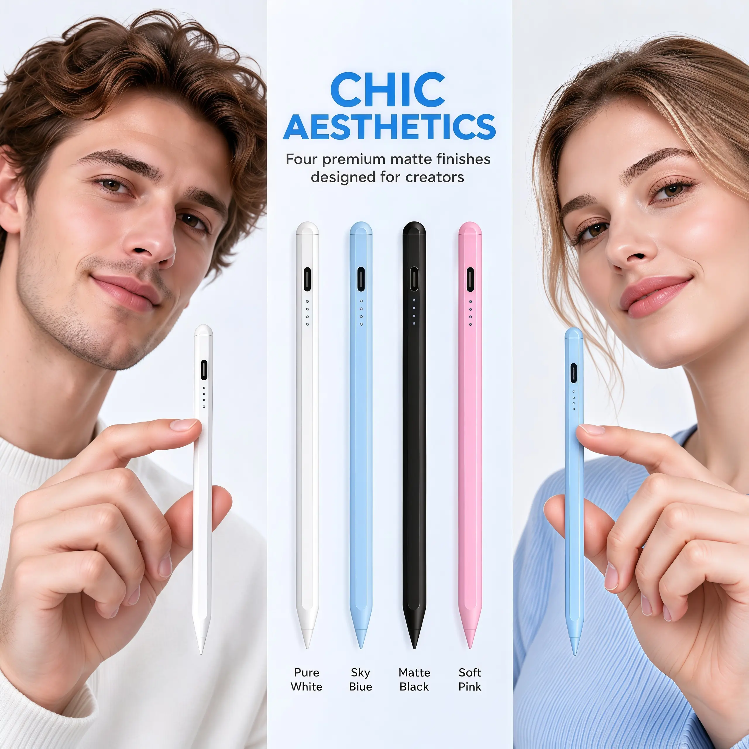 【Limited Time Gift】Capacitive Stylus Pen for iPad, Tablet Accessory with Button, Fast Charging, Palm Rejection & Tilt Sensitivity for Drawing & Writing, Compatible with iPad 2018-2025, Pro 11"/13"/M4, Air 11"/13" M3/M2, Mini7/6/5, A16/11th-6th Gen