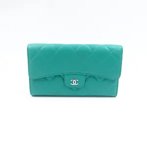 Pre-owned CHANEL lampskin Mini Bags Classic Flap Green Wallet T10392701