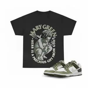Sneaker Match Tee, Oil Green Graphic Shirt, Streetwear Outfit
