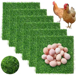 6 Pack Chicken Nesting Pads, 12x12 Washable Artificial Grass Mat for Chicken Coop,  Pet Garden Turf with Rubber Backing, Indoor Outdoor Egg Protection (30x30cm)